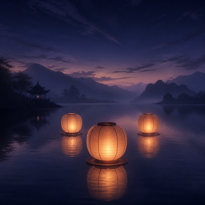 Lanterns on Still Water